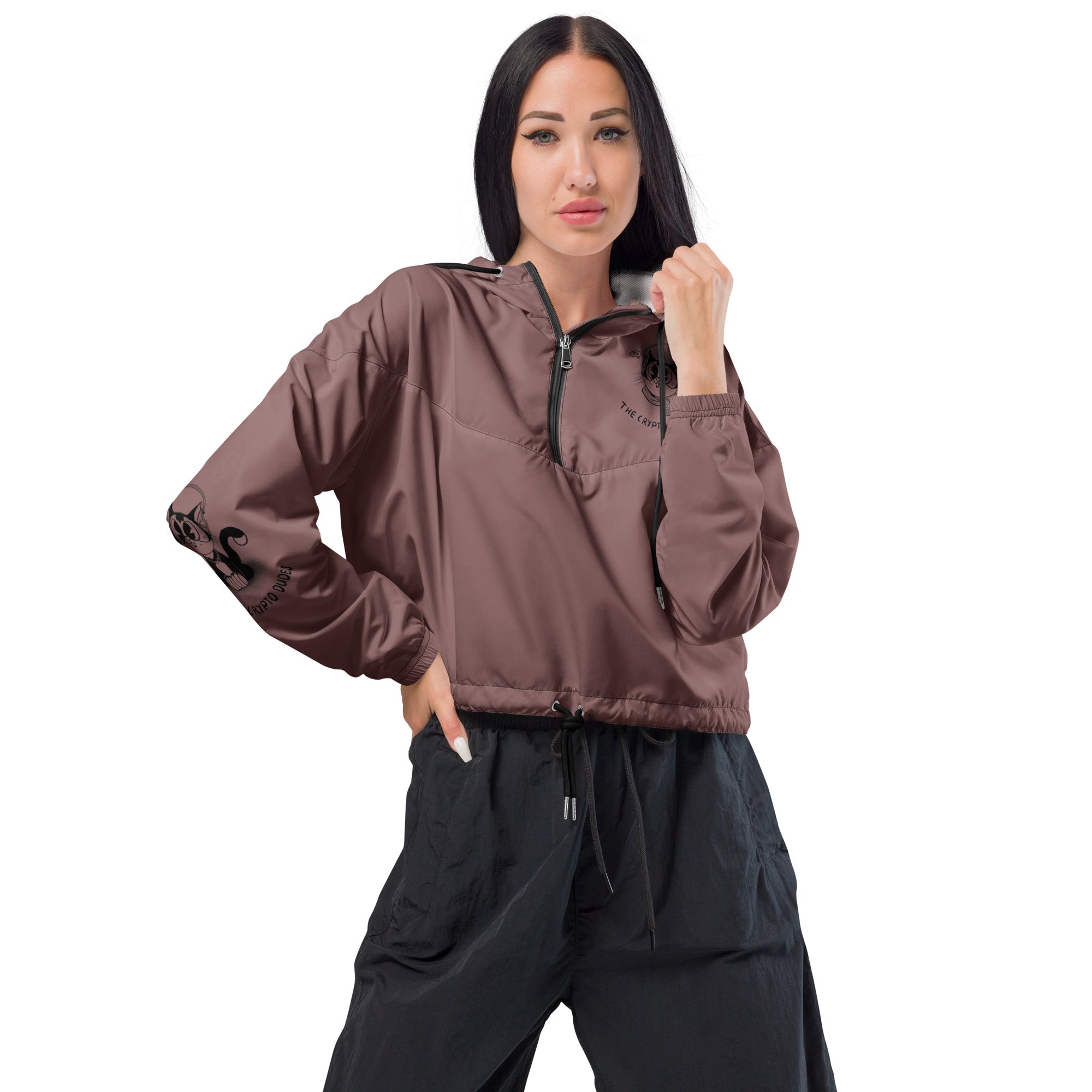 Crypto Ethereum Cat Bauchfreier Damen-Windbreaker für Damen